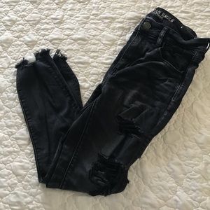 American Eagle Black Distressed Jeans